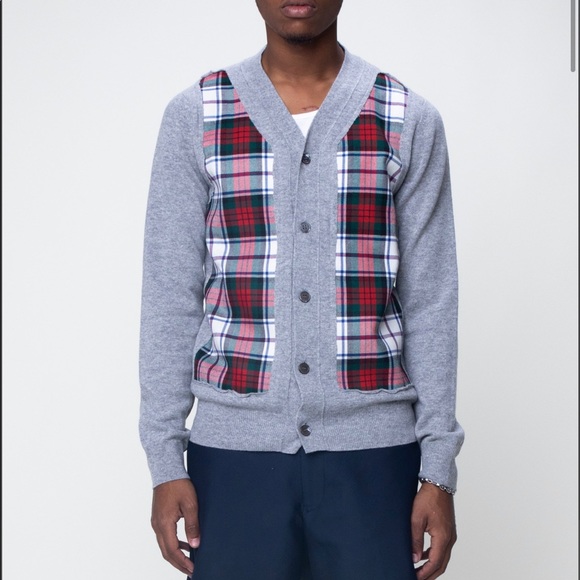 Comme des Garcons Shirt Maglie Gray Red Plaid wool cardigan medium - Picture 7 of 7